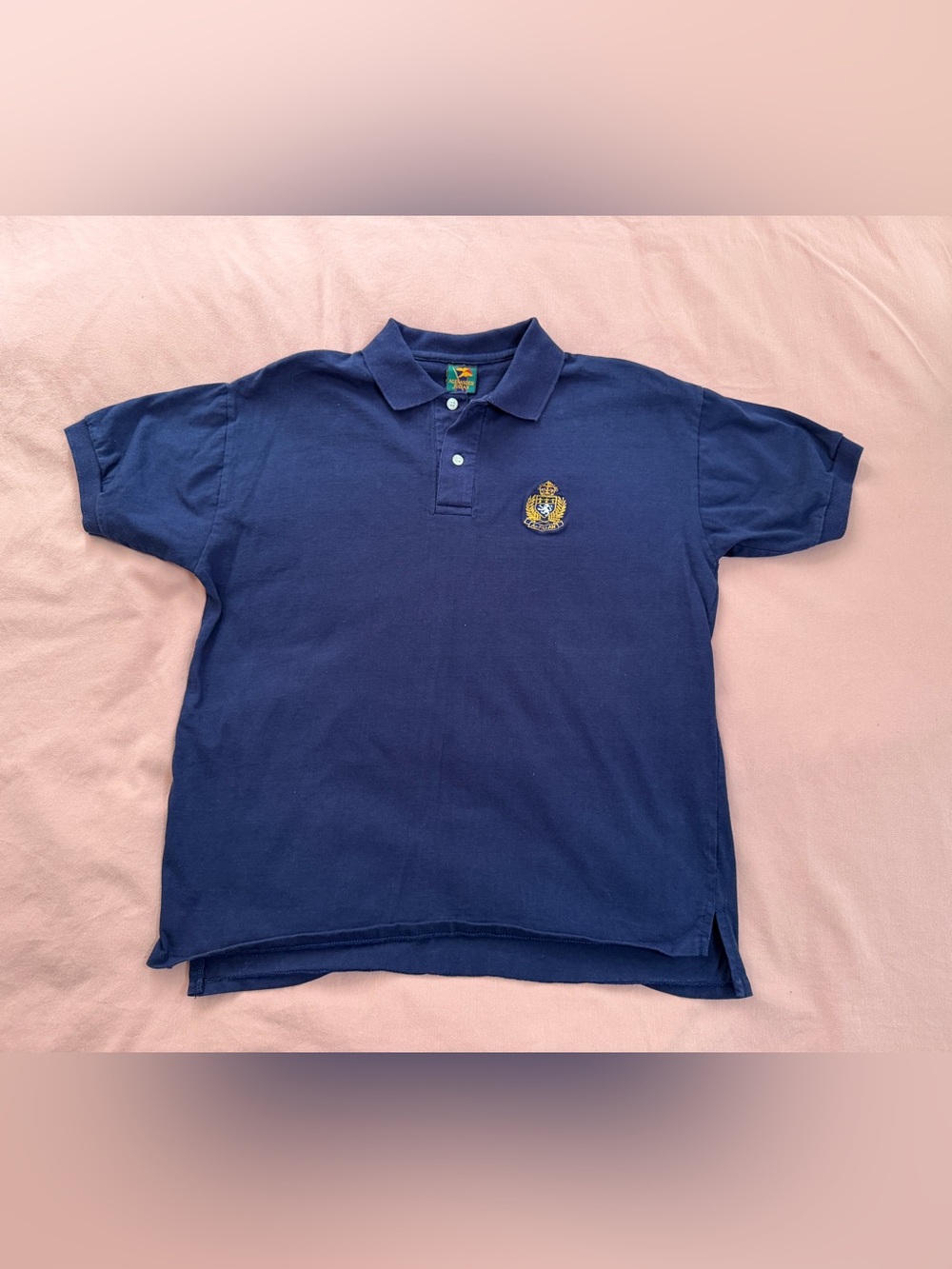 Vintage Alexander Julian Navy Polo with Gold Embroidered Crest